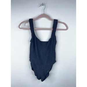 - Hunza G London Black Swimsuit One Piece Low Back Stretchy High Cut Leg